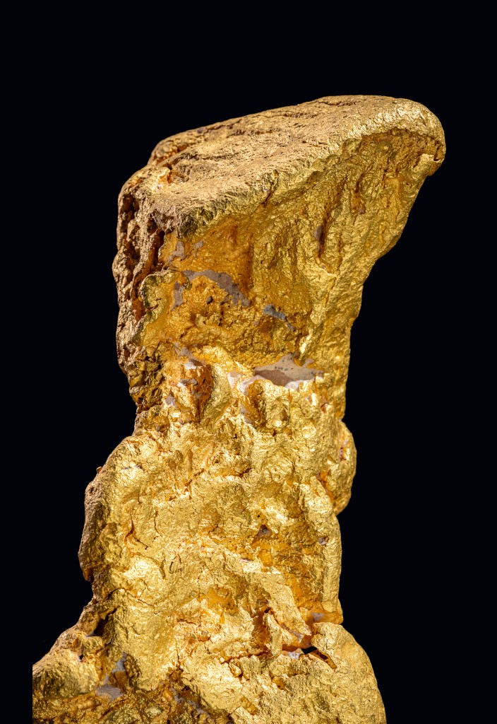 The Boot of Cortez raw gold nugget, studio photograph